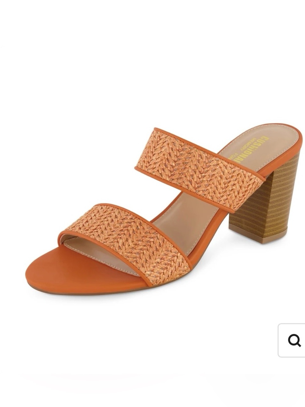 CUSHIONAIRE Orange Braided Double-Strap Slide Heels
